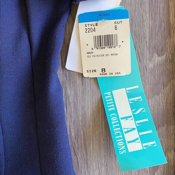 Vintage 80's Leslie Faye Navy Brass Button Midi Sheath Nautical Dress Women's 8P - Picture 10 of 12